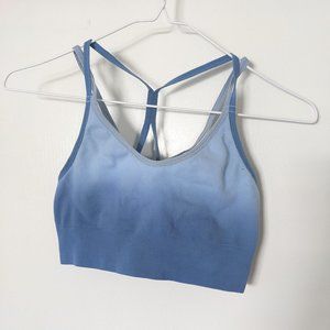 strappy blue ombre sports bra